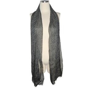 Coach Gray Black Sheer Logo Scarf Lightweight Designer Oblong‎ Wrap Shawl